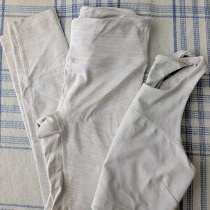 Outdoor Voices Light Gray Leggings and Top Set